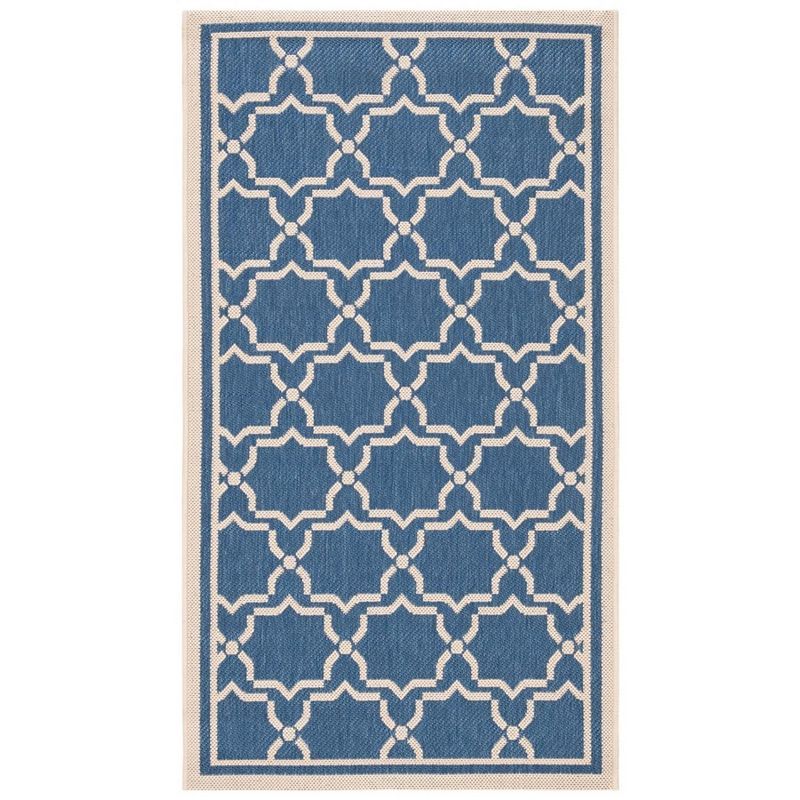 Blue Synthetic Flat Woven Rectangular Easy Care Rug