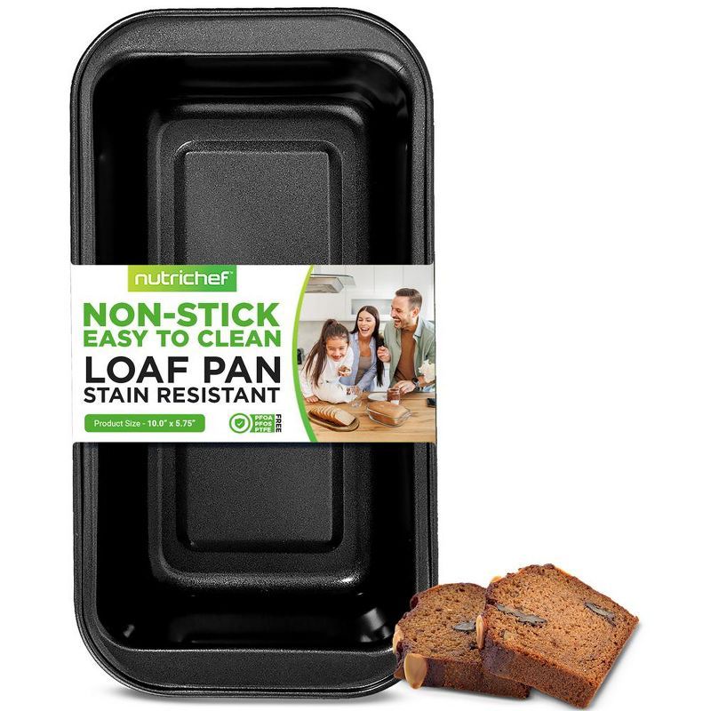 NutriChef Black Carbon Steel Non-Stick Loaf Pan