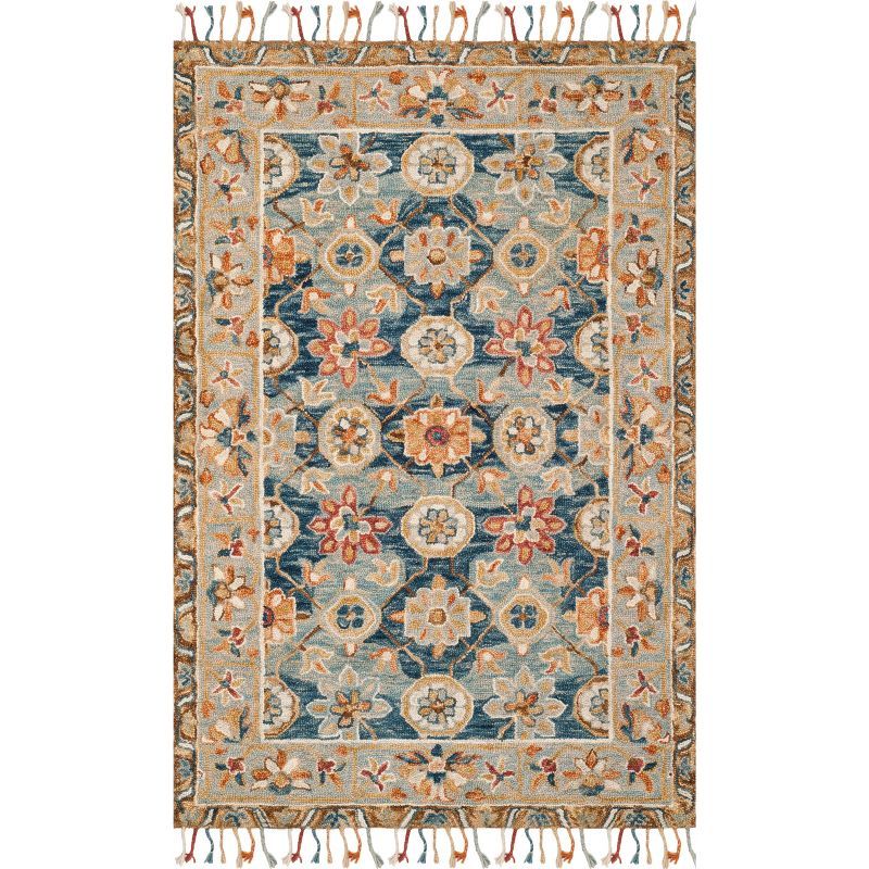 Handmade Gray Floral Tufted Wool Square Area Rug