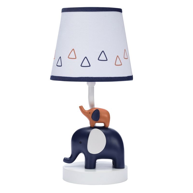 Blue and White Elephant Nursery Lamp with Shade