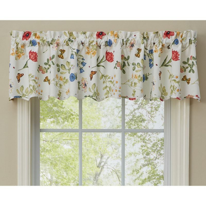 Wildflower Botanical Print Cotton Valance Curtain