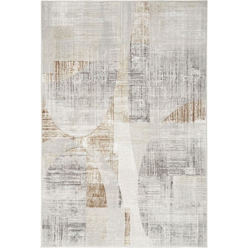 Gray Abstract Synthetic 5'3" x 7'3" Area Rug