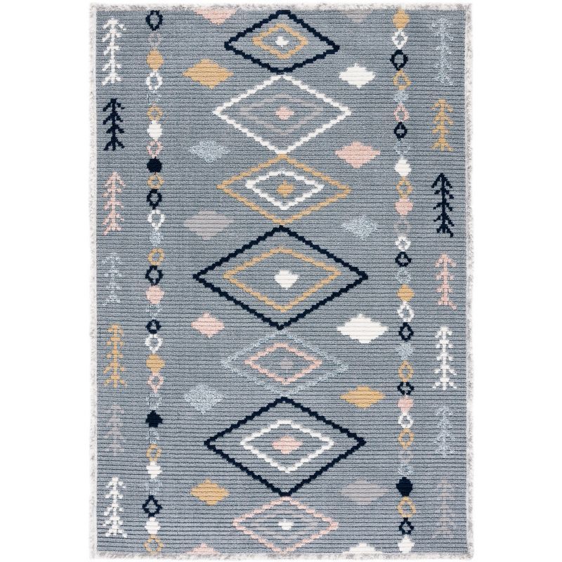 Marrakesh Grey and Multicolor Geometric 4' x 6' Wool Area Rug