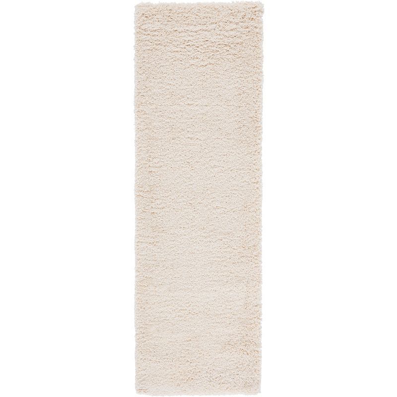 Coastal Comfort Ivory Synthetic Shag Runner Rug, 2'3" x 7'