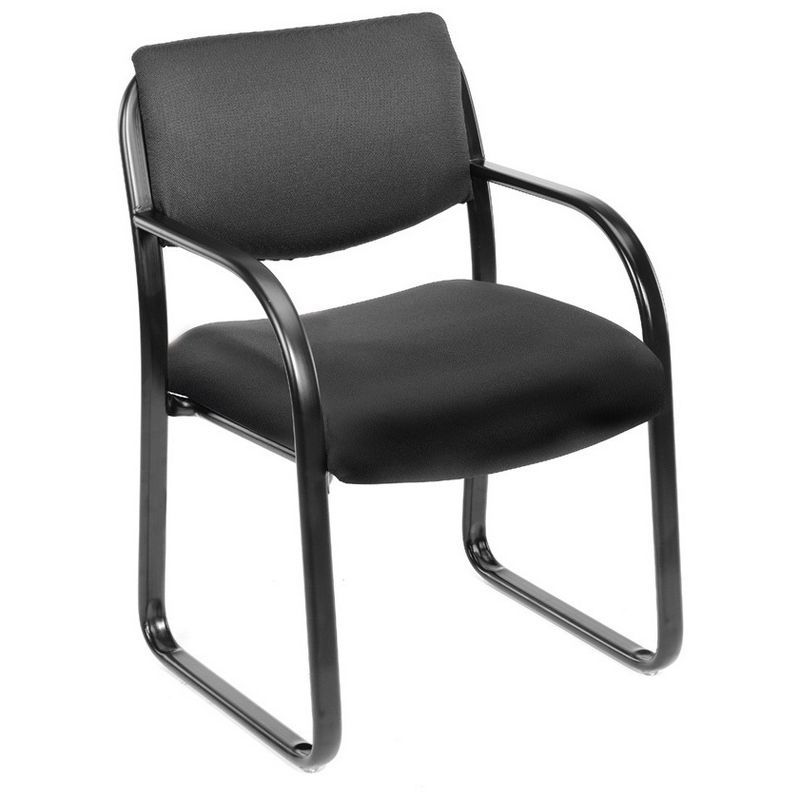 Black Fabric and Steel Sled Base Dining Chair