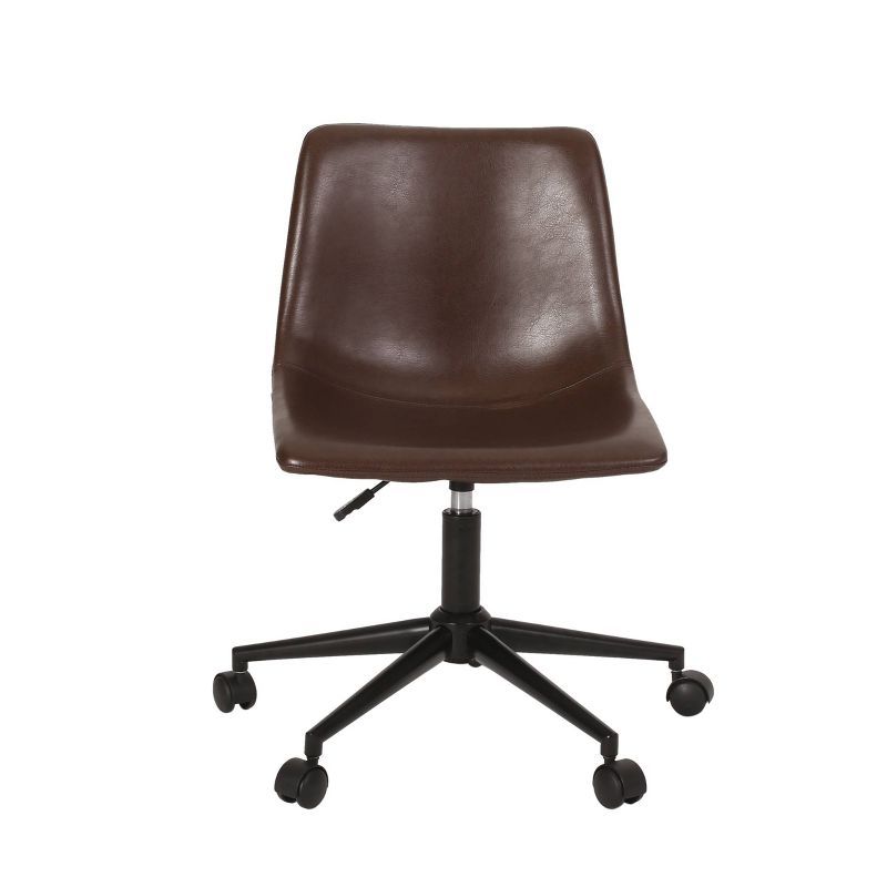 Jarvi Matte Black Metal Frame with Dark Brown Leather Office Chair