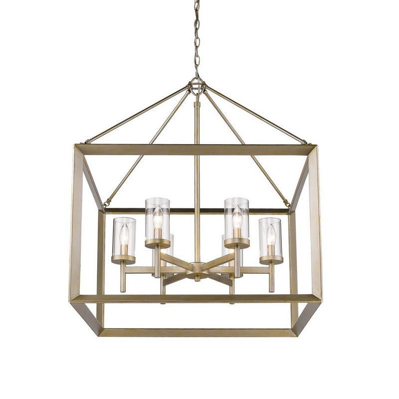 Elegant Smyth 6-Light Bronze Cage Chandelier in White Gold