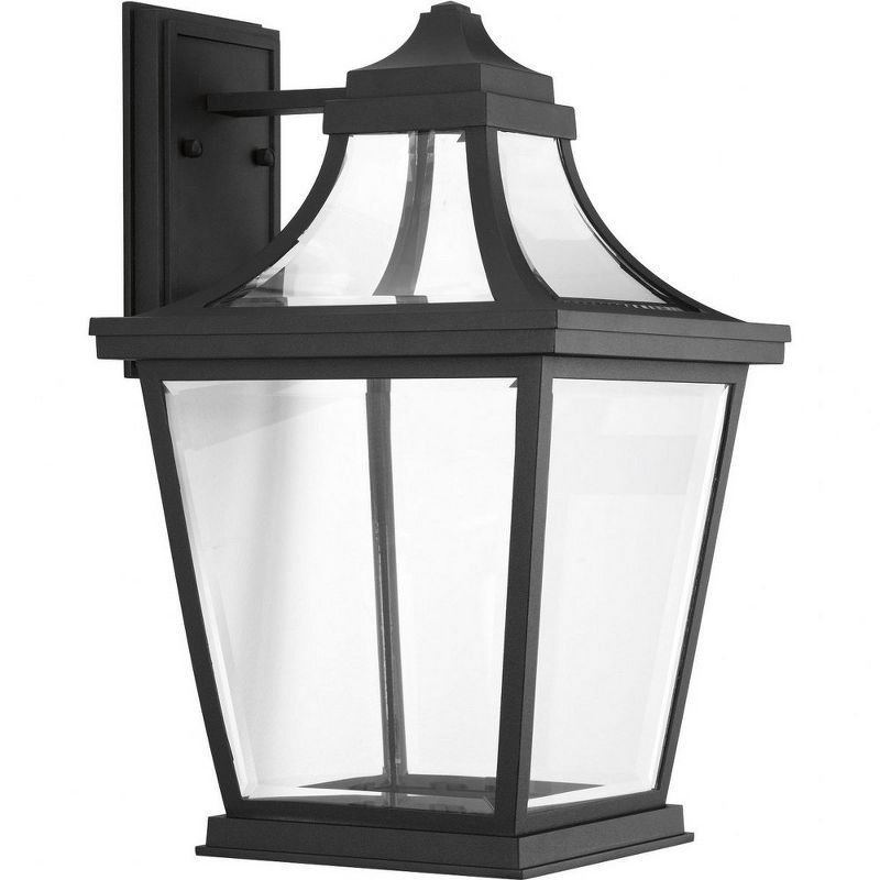 Black Aluminum Dimmable Outdoor Wall Lantern with Clear Glass