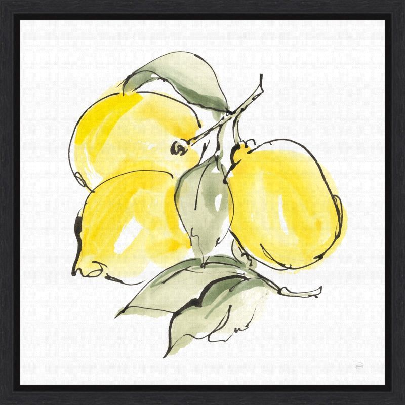 Lemons III Light Yellow and Green Canvas Wall Art Print