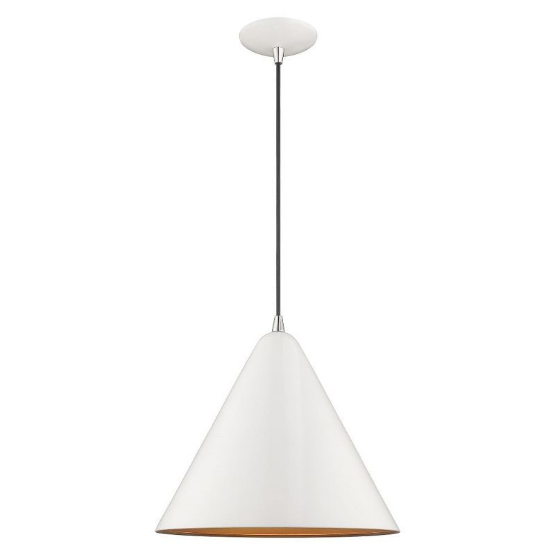 Shiny White and Gold Mini Aluminum Pendant Light