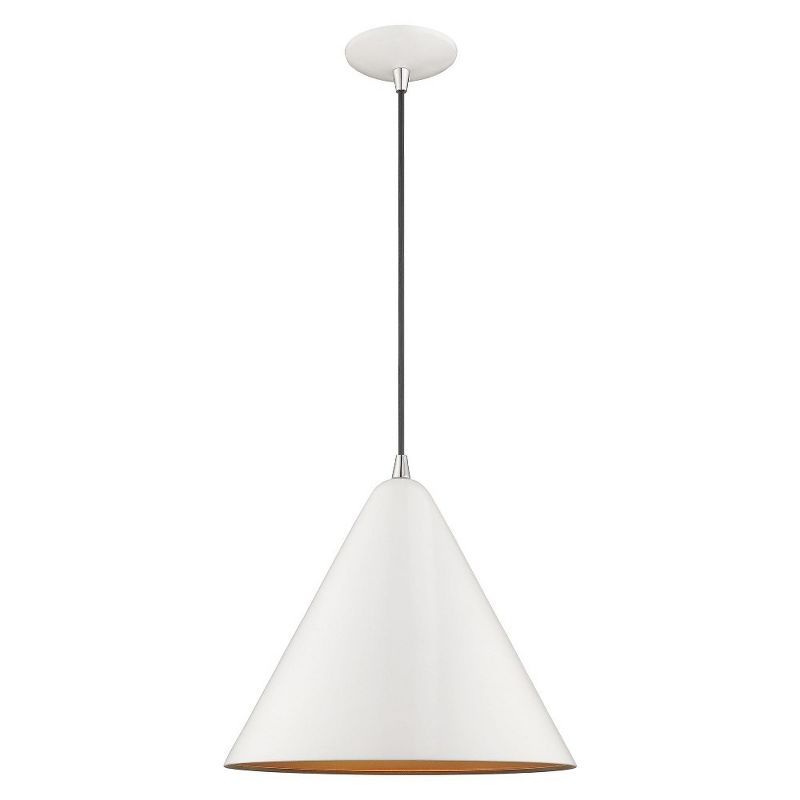 Shiny White and Gold Mini Aluminum Pendant Light