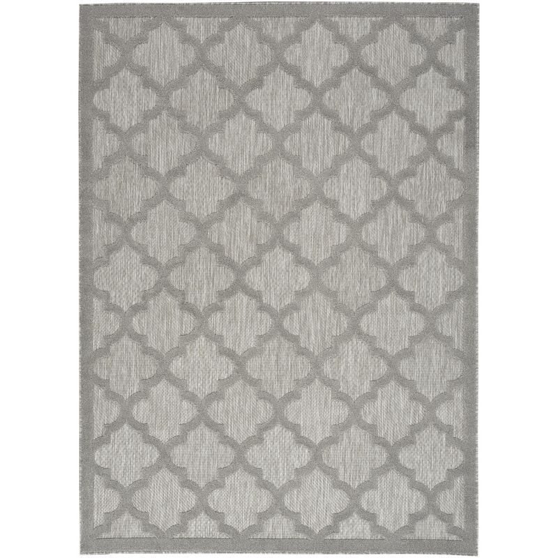 Silver Grey Trellis Synthetic 4' x 6' Easy-Care Area Rug