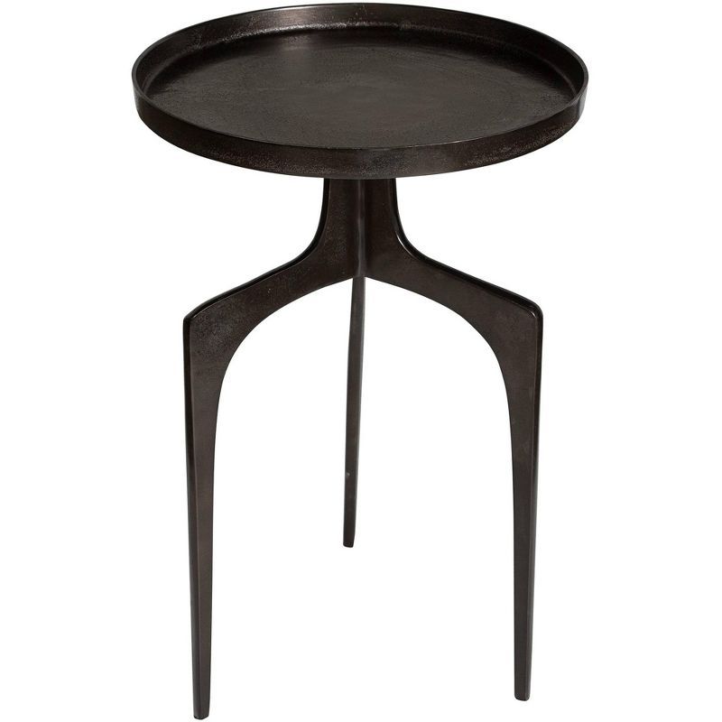 Kenna 25" Brown Round Metal and Wood Accent Table