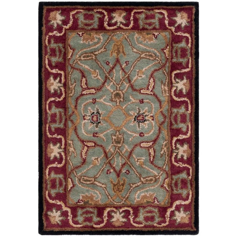 Elegant Heritage Light Blue Hand-Tufted Wool Rectangular Rug