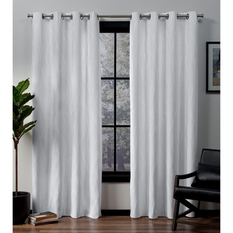 White Linen Look Blackout Grommet Curtain Panels, 52x84