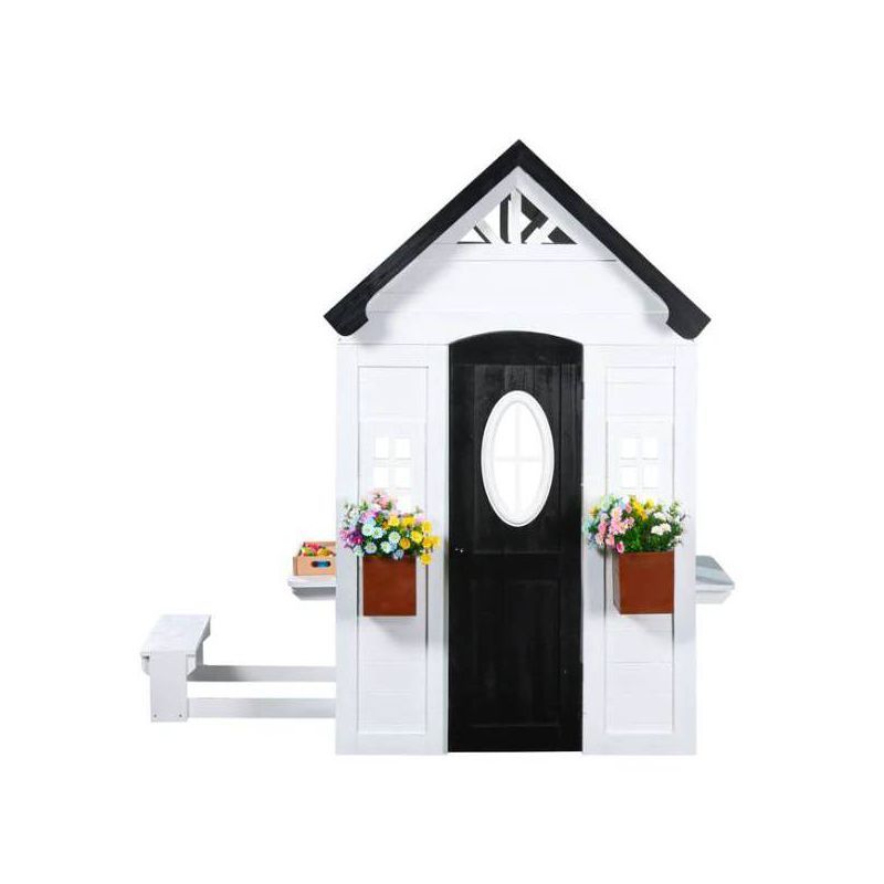 Zahara White and Black Wooden Playhouse with Kitchen