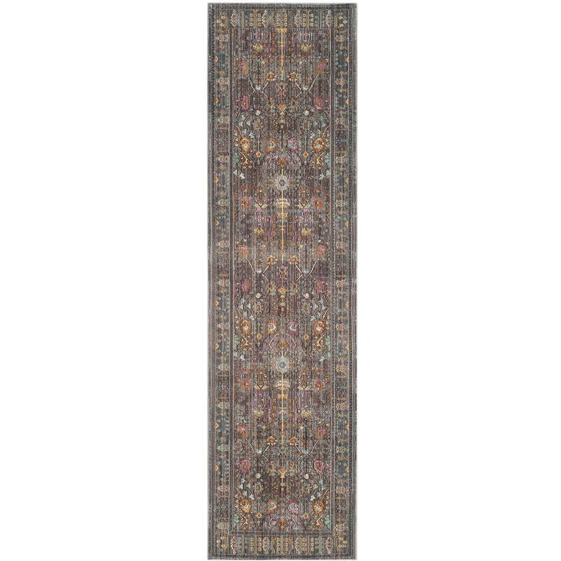 Valencia Grey and Multicolor Synthetic Runner Rug, 2'3" x 12'