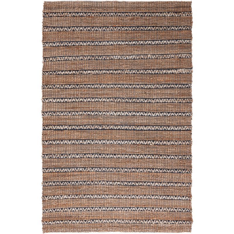 Navy and Natural Flat Woven Cotton Area Rug, 8' x 10'