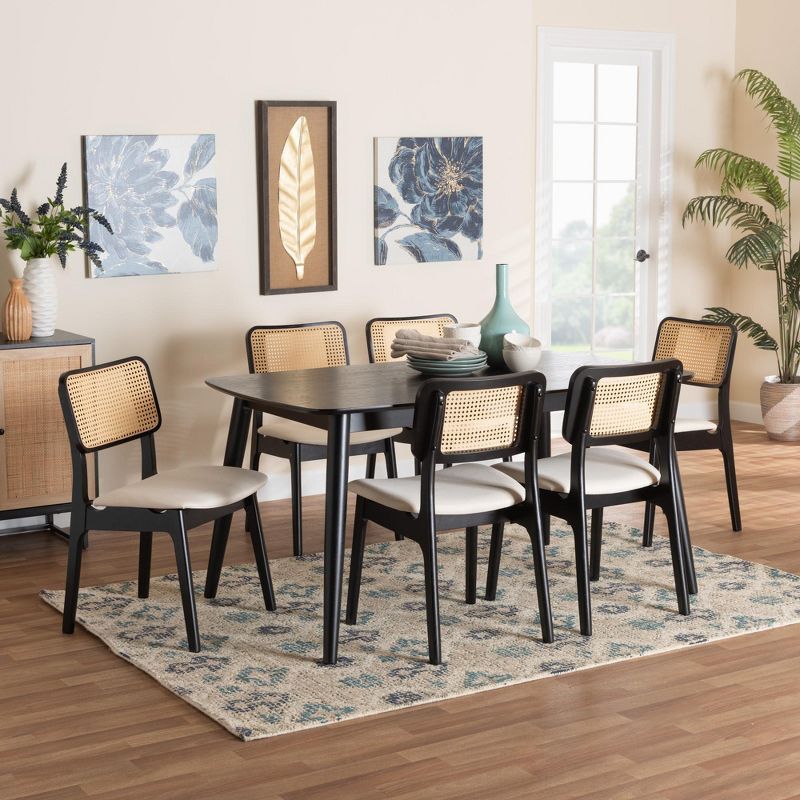 Dannon Black and Cream Walnut 7-Piece Dining Set