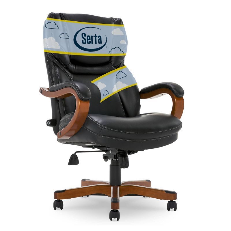 Ergonomic High-Back Swivel Executive Chair in Black Bonded Leather