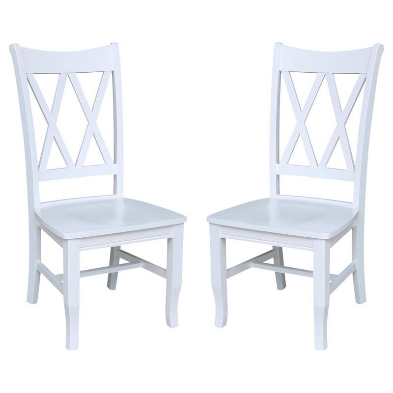 White High Cross Back Wood Side Chair Set