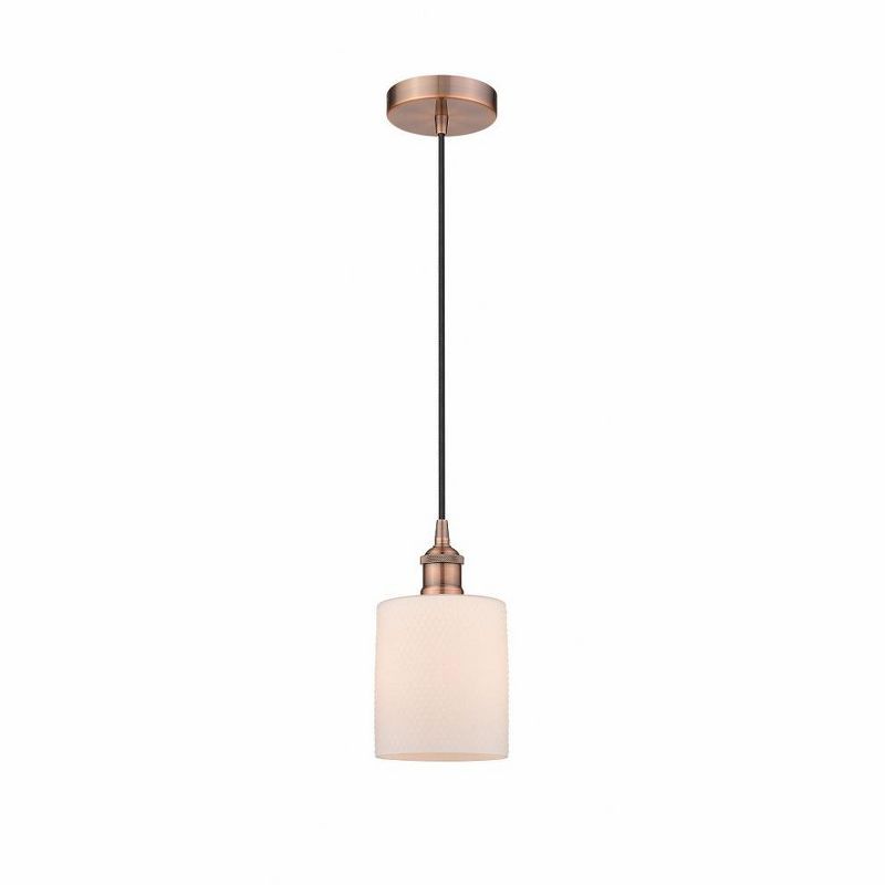 Antique Copper Mini Pendant with Matte White Glass Shade