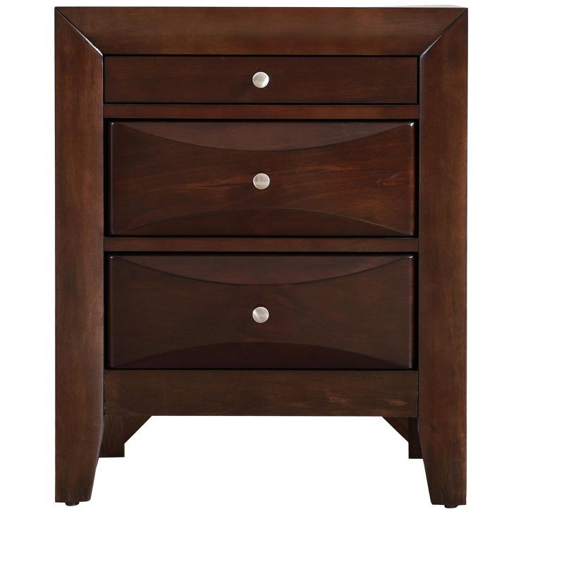 Marilla Cappuccino 3-Drawer Solid Wood Nightstand