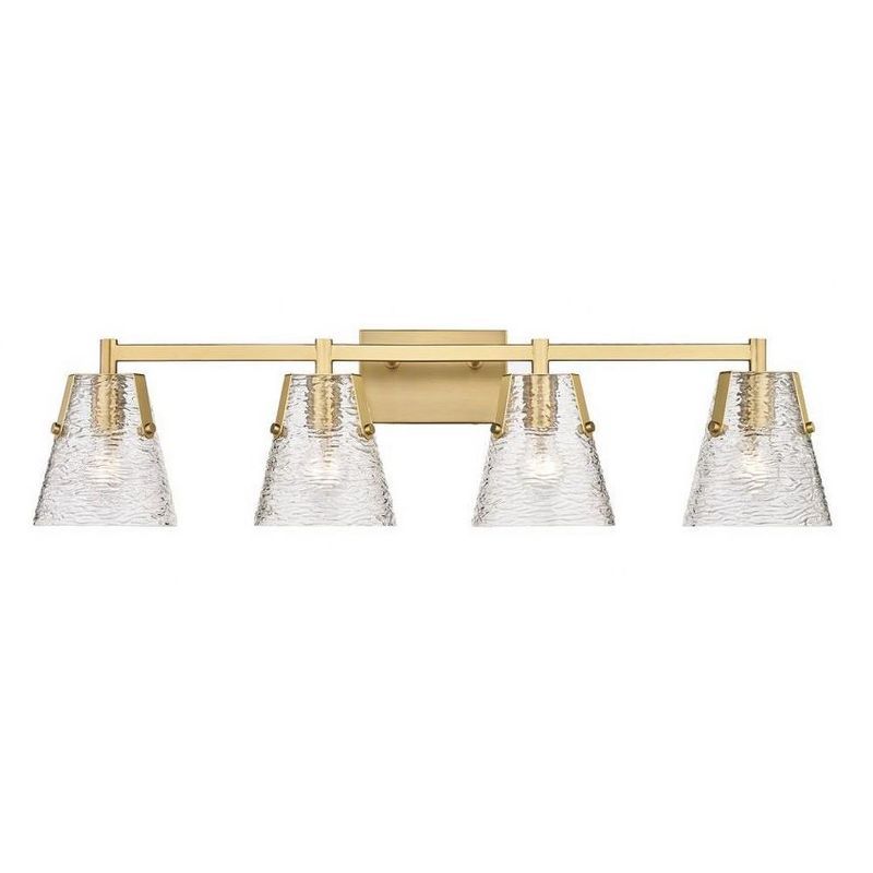 Analia Modern Gold 4-Light Vanity with Textured Glass Shades