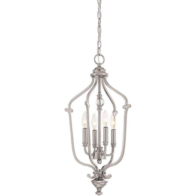 Elegant Brushed Nickel and Crystal 4-Light Chandelier