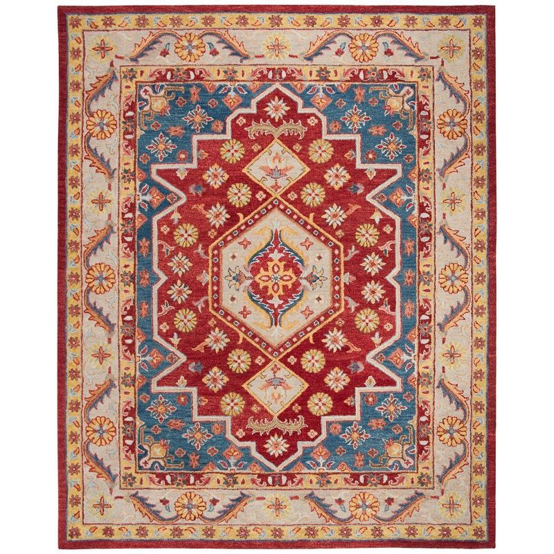 Antiquity Red and Blue Hand-Tufted Wool Area Rug