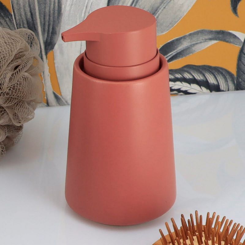 Terracotta Modern Stoneware Soap Dispenser with Sturdy Pump