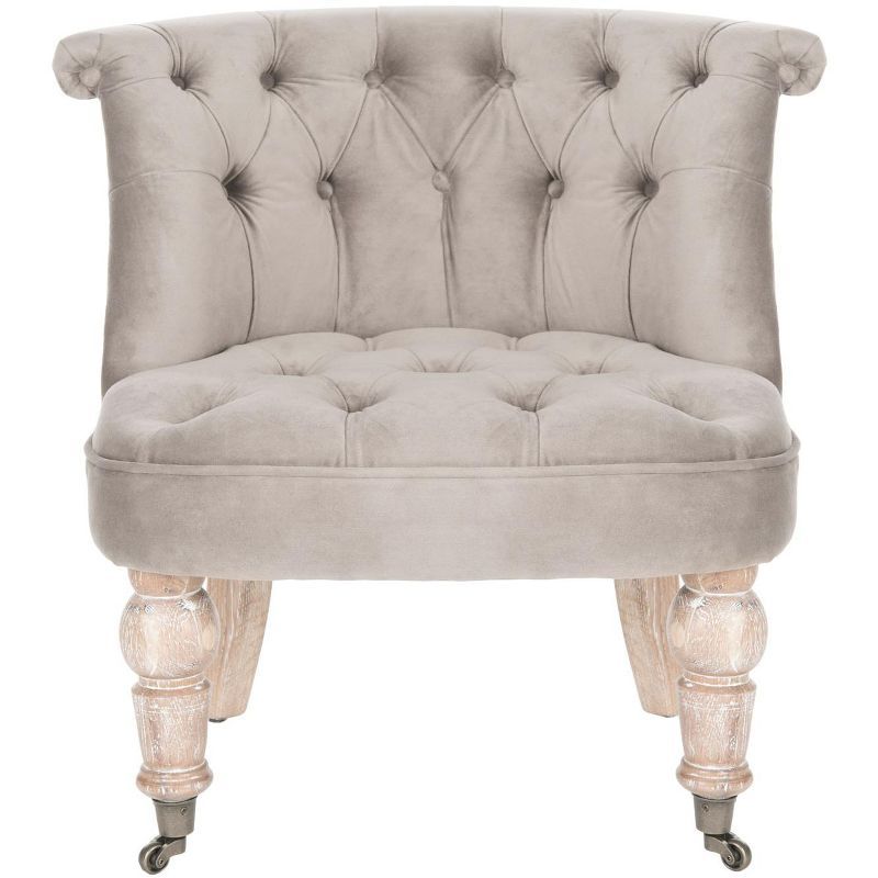 Mushroom Tufted Barrel Accent Chair with Wood Legs