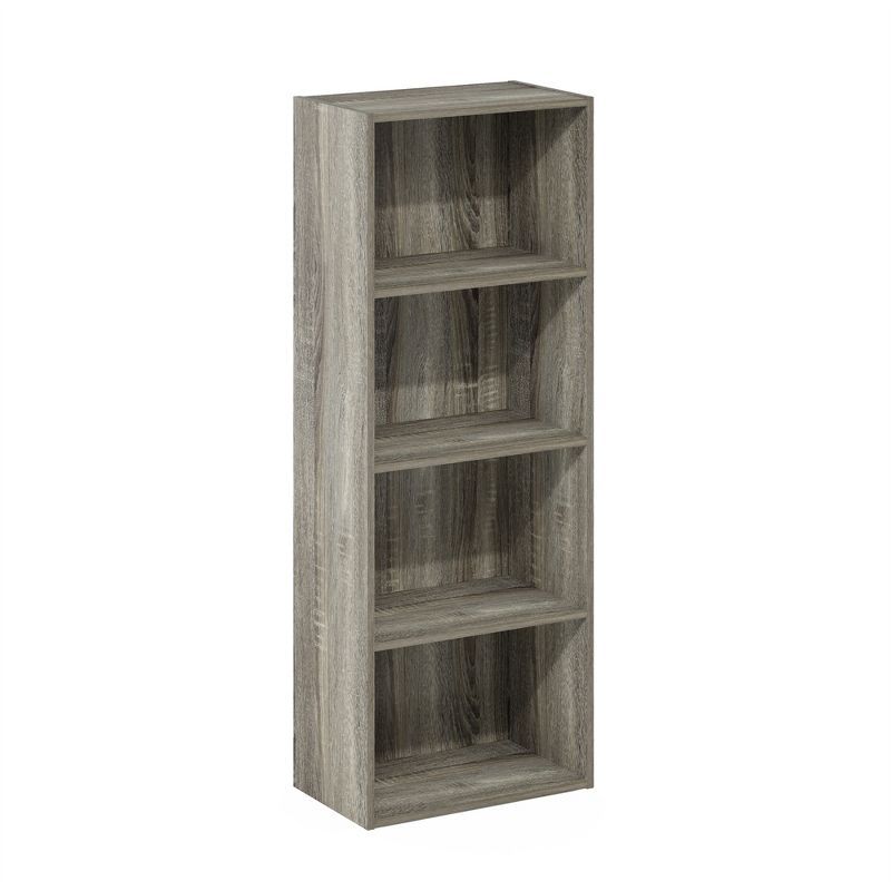 Gray 4-Tier Composite Wood Open Bookcase