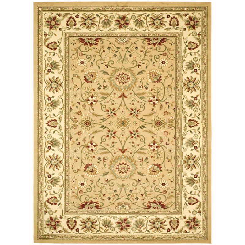 Ivory and Beige Floral Tufted Rectangular Area Rug, 8' x 11'