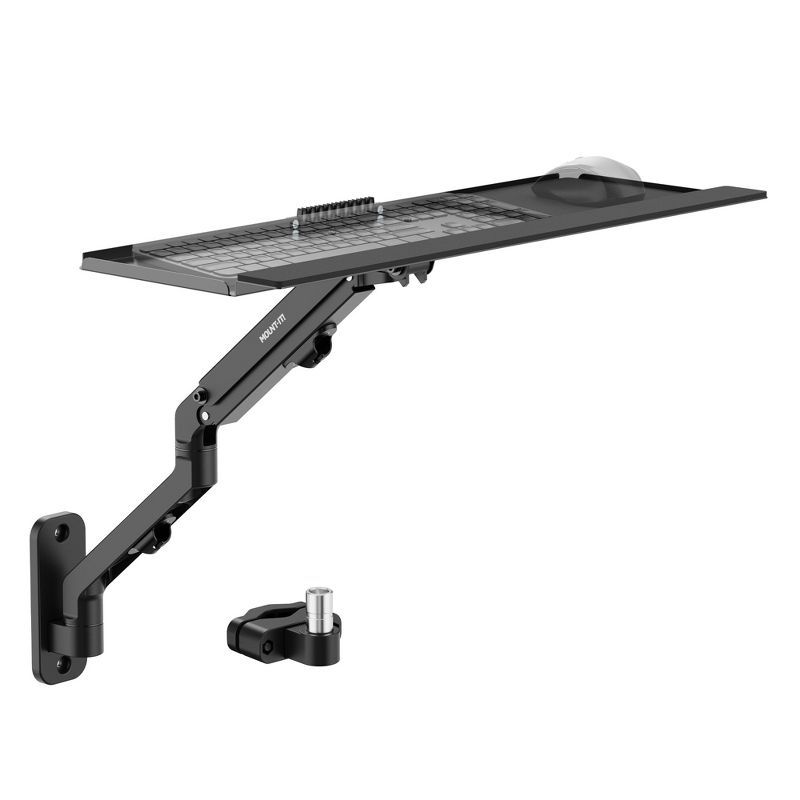 Black Adjustable Wall-Mounted Keyboard Tray with Spring Arm