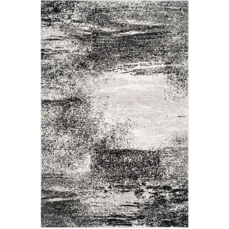 Silver and Multi Abstract 6' x 9' Reversible Area Rug