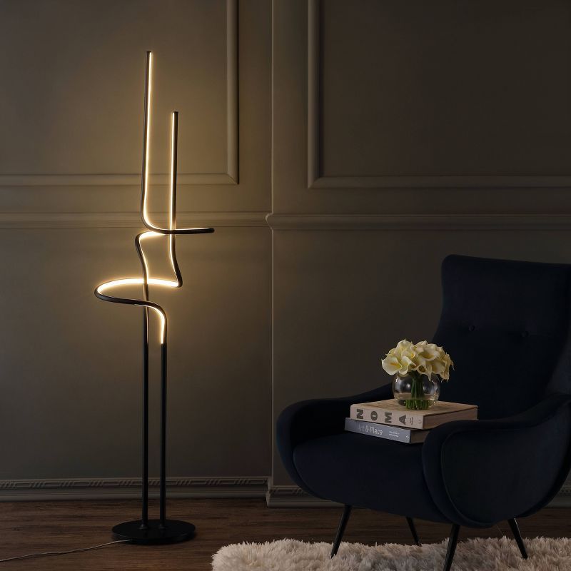 64" Black Metal Modern LED Floor Lamp with Foot Switch