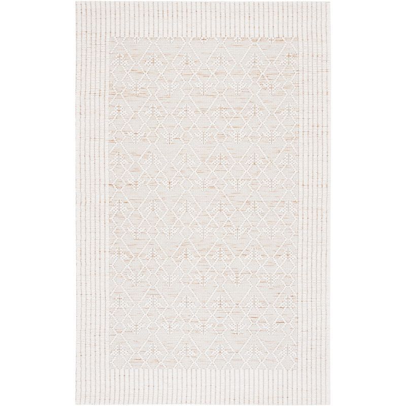 Ivory and Brown 3' x 5' Handmade Wool Area Rug