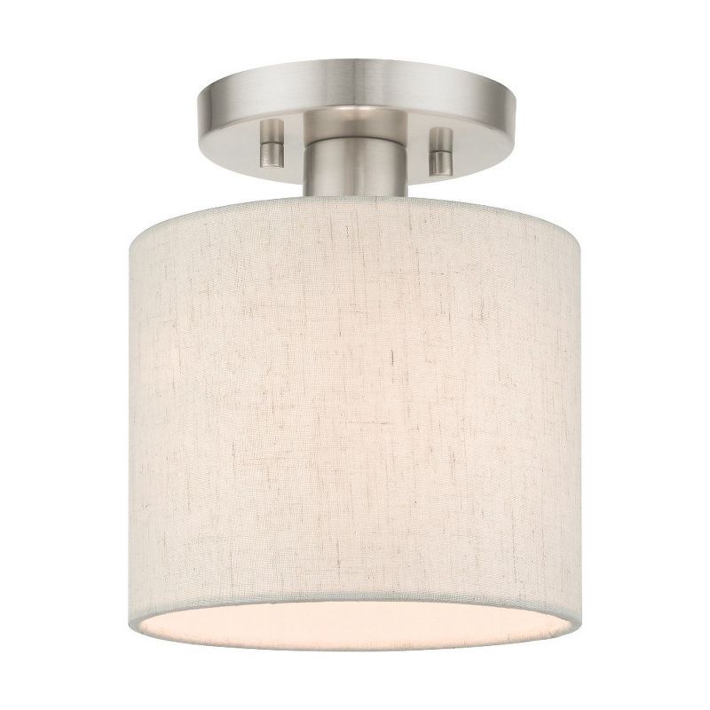 Meadow Brushed Nickel Petite Drum LED Semi-Flush Mount