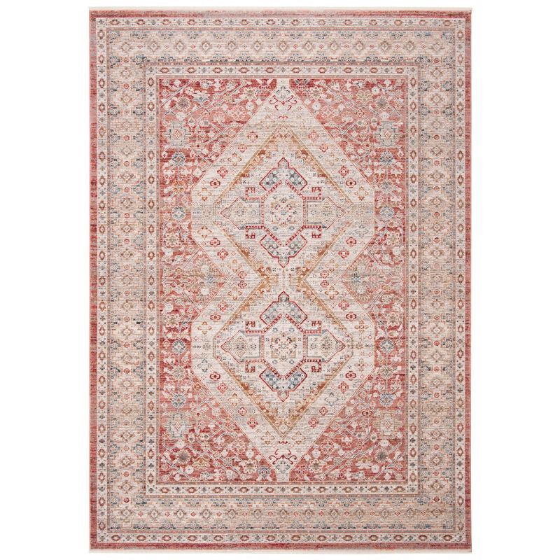 Kenitra Gray and Pink Medallion Synthetic Area Rug