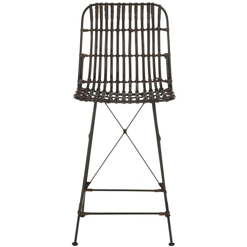 Minerva Brown and Black Wicker Counter Stools, Set of 2