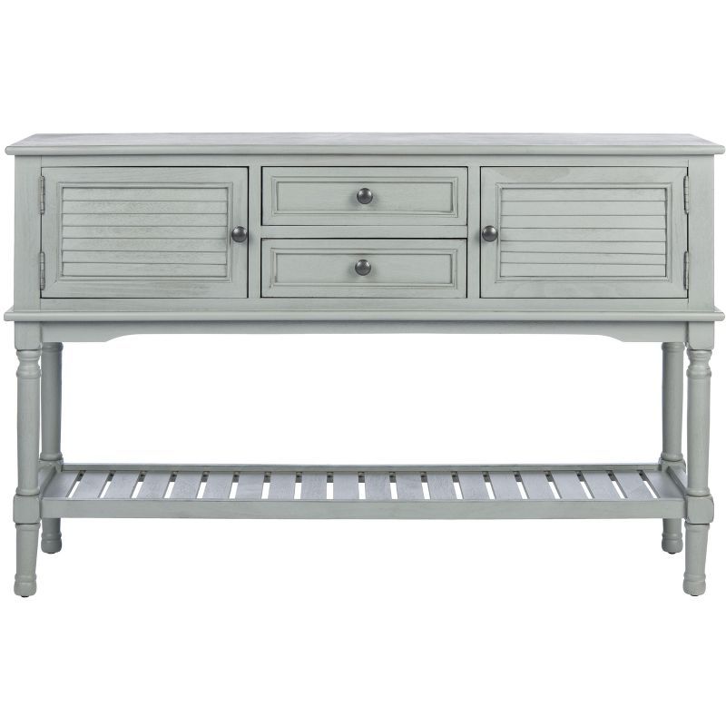 Distressed Gray Wood and Metal Hallway Table with Storage