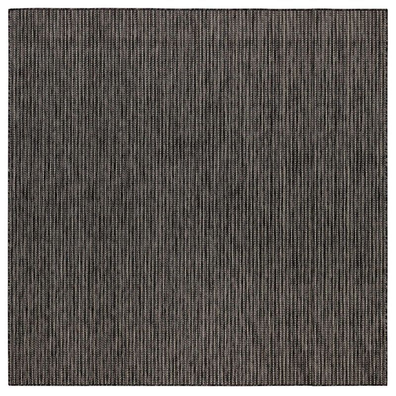 Gray Stripe Flat Woven Square Indoor/Outdoor Rug