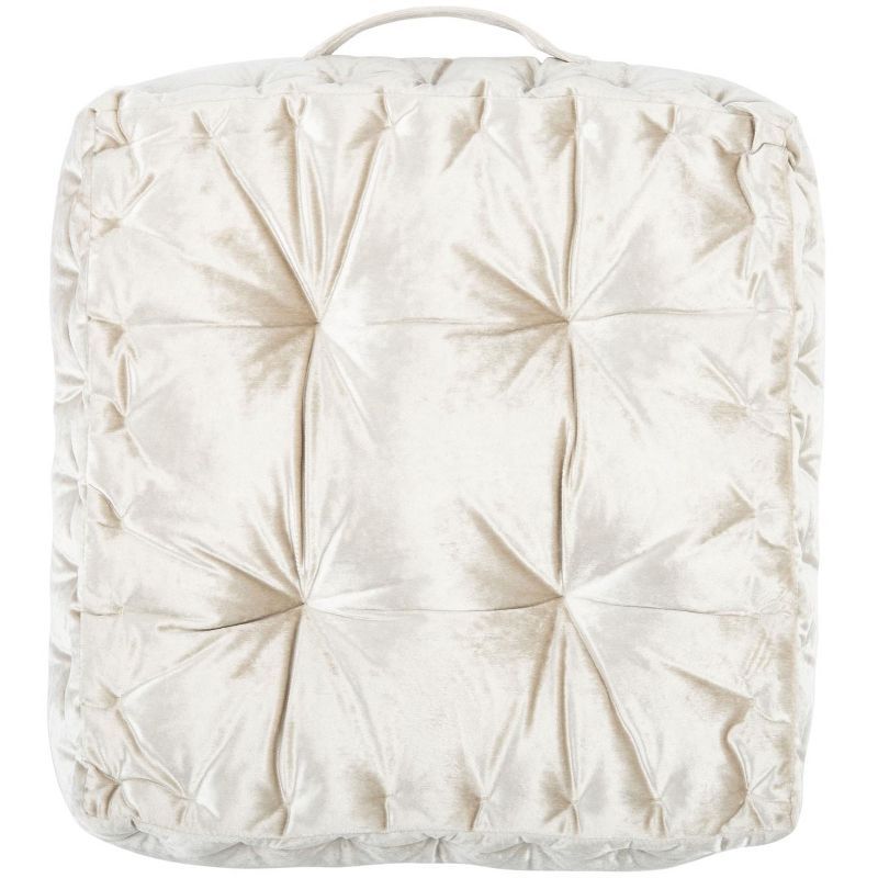 Peony White Velvet Tufted Square Floor Pillow