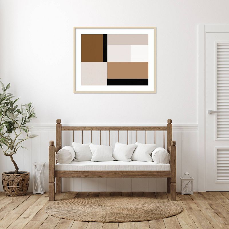 Neutral Centerpoint I Brown and Beige Framed Abstract Print