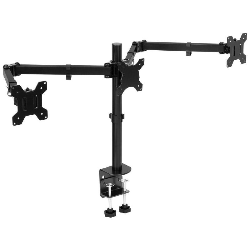 Black Heavy Duty Steel Full Motion Triple Monitor Desk Mount