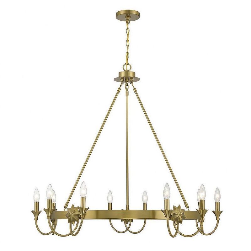 Sullivan Warm Brass 10-Light Crystal Candle Chandelier