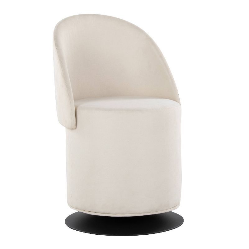 Cream Faux Leather Swivel Chair with Metal Base