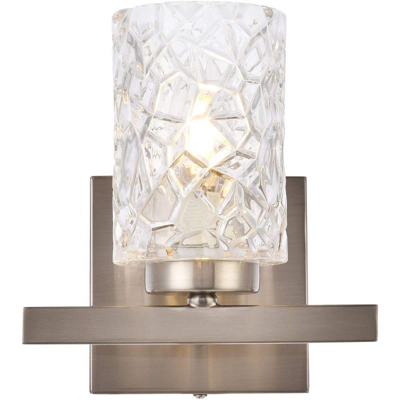 Cassie Contemporary 7.5" Satin Nickel Wall Sconce with Clear Shade