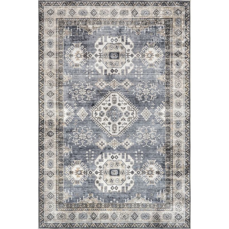 Blue Oriental 8' x 10' Easy-Care Synthetic Area Rug